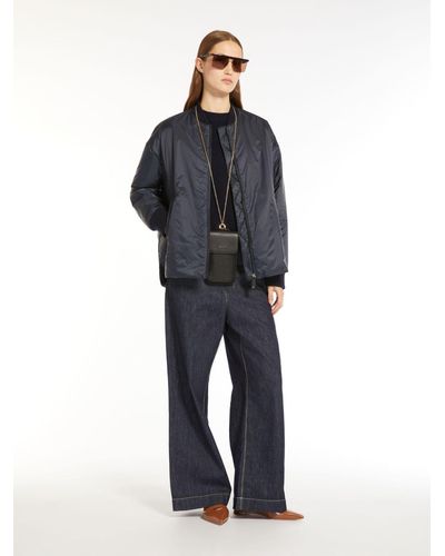 Max Mara Bomber Jacket In Water-resistant Technical Canvas - Gray