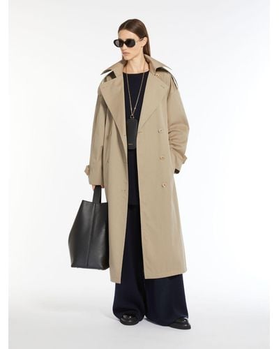 Max Mara Oversize Trench Coat In Water-resistant Cotton And Wool - Natural