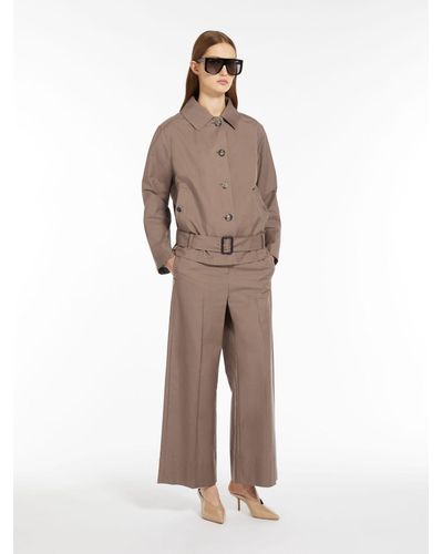 Max Mara Short Trench Coat In Water-resistant Twill - Natural