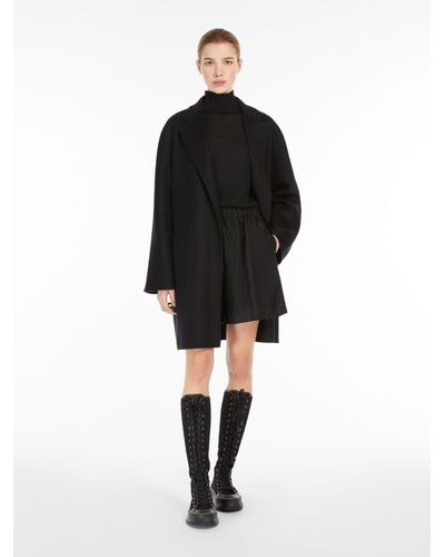 Max Mara Short Cashmere Wrap Coat - Black