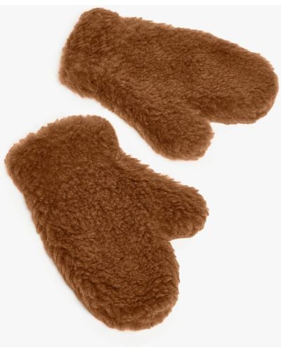 Max Mara Kids' Mittens In Teddy Fabric - Brown