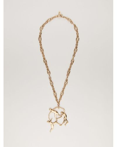 Max Mara Metal Necklace With Pendant - Natural