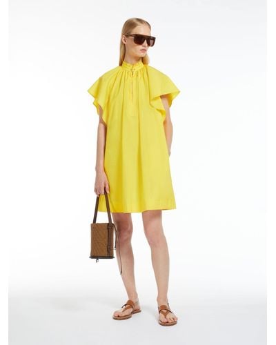 Max Mara Poplin Mini Dress With Flounce - Yellow
