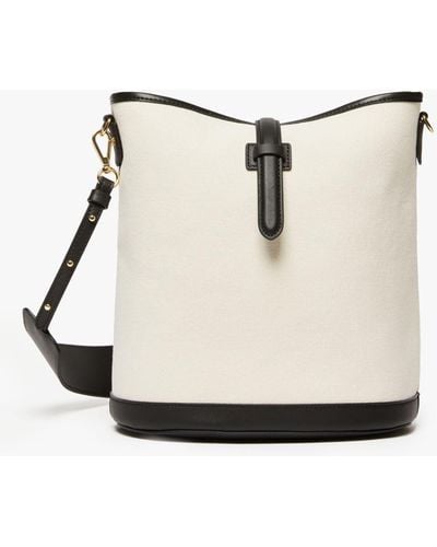 Max Mara Canvas And Leather Bucket Bag - White