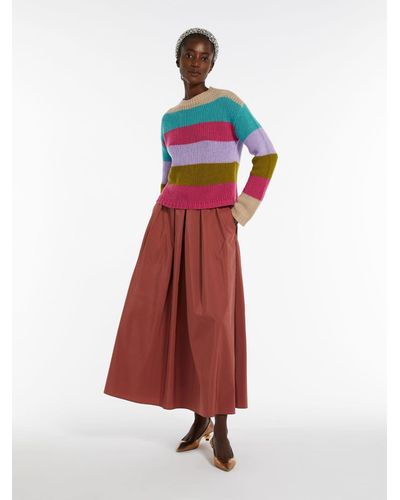 Max Mara Flared Cotton-blend Taffeta Skirt