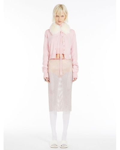 Max Mara Rhinestone Tulle Skirt - Pink