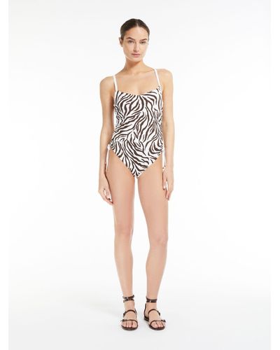 Max Mara One-piece C-cup Swimsuit In Patterned Nylon - White