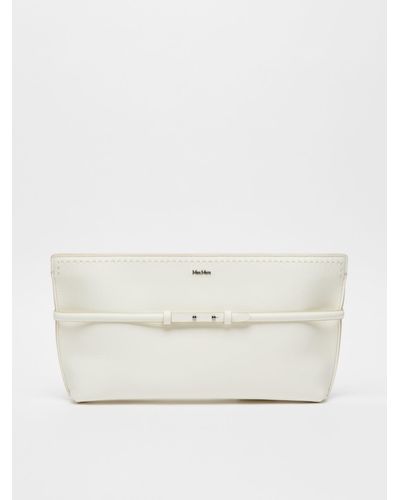 Max Mara Leather Archetipo Clutch With Wristband - Natural