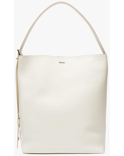 Max Mara Medium Leather Archetipo Shopping Bag - White