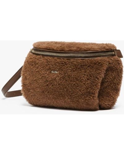 Max Mara Belt Bag In Alpaca And Cashmere Teddy Fabric - Brown