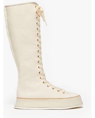 Max Mara Canvas Lace-up Boots - White