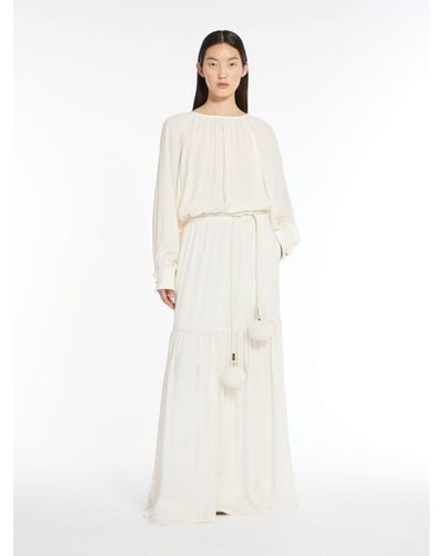 Max Mara Long Wool Gauze Skirt - White