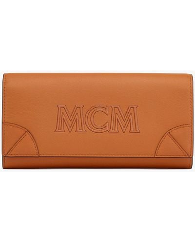 MCM Aren Continental Wallet In Spanish Calf Leather - Brown