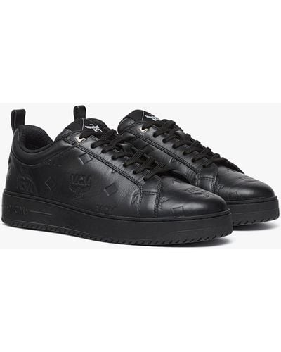 MCM Neo Terrain Lo Sneakers In Monogram Leather - Black