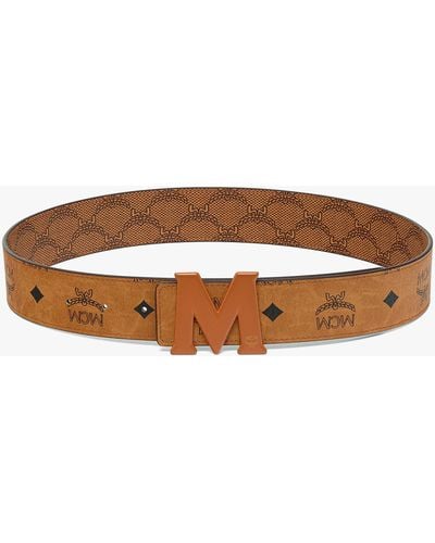 MCM Claus M Reversible Monogram Belt 1.5" - Brown
