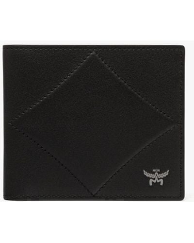 MCM Diamond Bifold Wallet In Spanish Calf Leather - Black