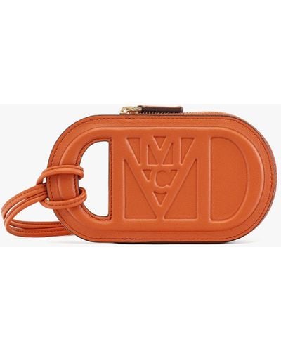 MCM Mode Travia Logo Card Holder In Spanish Nappa Leather - Brown