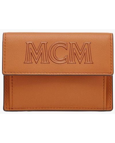MCM Aren Card Pouch In Spanish Calf Leather - Brown
