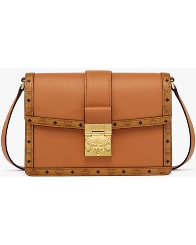 MCM Tracy Shoulder Bag In Leather Visetos Mix - Brown
