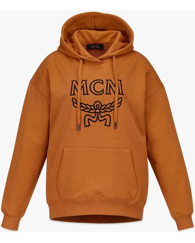MCM Classic Logo Hoodie In Organic Cotton - Orange