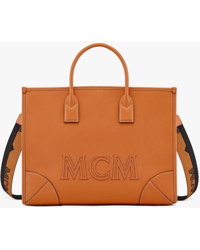 MCM München Tote In Spanish Calf Leather - Brown