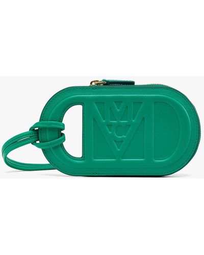 MCM Mode Travia Logo Card Holder In Spanish Nappa Leather - Green