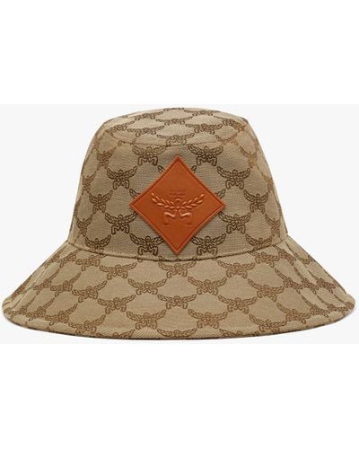 MCM Wide Bucket Hat In Lauretos Denim Jacquard - Brown