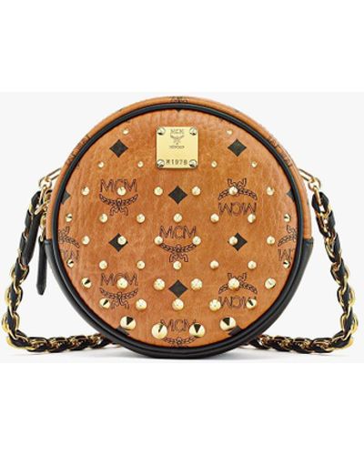 Small Orkestra Crossbody in Gold Studded Visetos Cognac