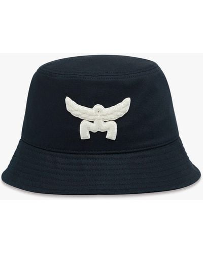 MCM Essential Logo Bucket Hat In Cotton Twill - Blue