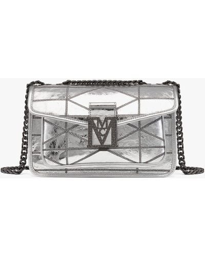 MCM Travia Quilted Shoulder Bag In Crash Calf Leather - Metallic