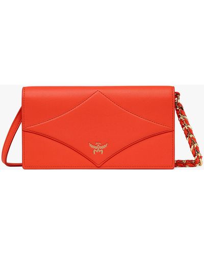 MCM Diamond Chain Wallet In Spanish Calf Leather - Red