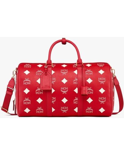 MCM Ottomar Weekender Bag In Maxi Visetos - Red