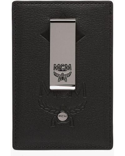 MCM Aren Money Clip Card Case In Maxi Monogram Leather - Black