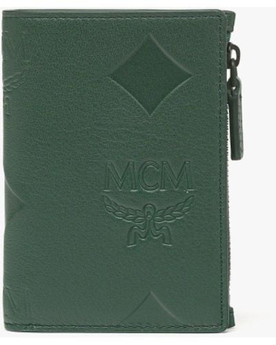 MCM Aren Snap Wallet In Maxi Monogram Leather - Green