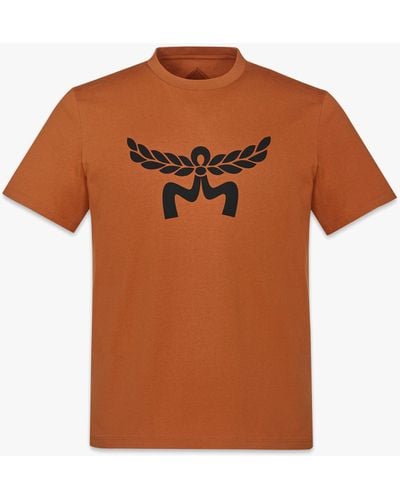 MCM Laurel Logo Print T-shirt In Organic Cotton - Brown