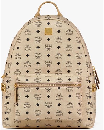 MCM Stark Side Studs Backpack In Visetos - Natural