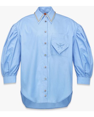 MCM Three-quarter Puff Sleeve Oversized Shirt - Blue