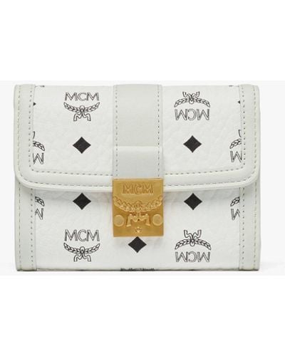 MCM Tracy Trifold Wallet In Visetos - White