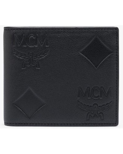 MCM Aren Bifold Wallet In Maxi Monogram Leather - Black