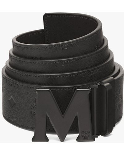 MCM Claus M Reversible Belt 1.75" In Embossed Monogram Leather - Black
