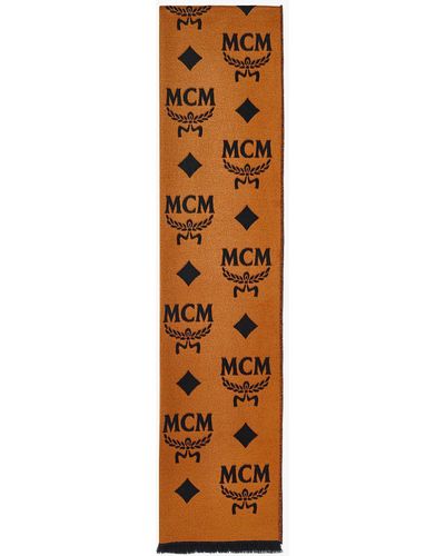 MCM Logo Jacquard Wool Stole in Black for Men
