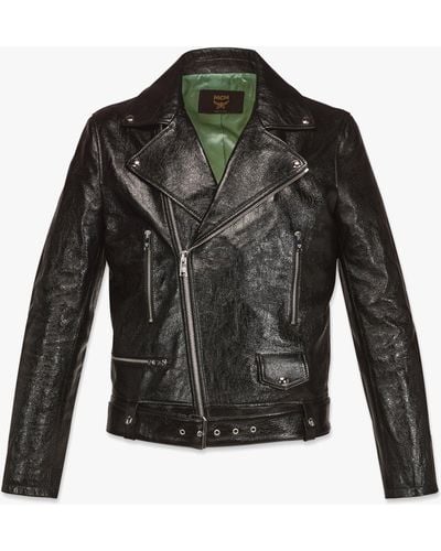 MCM Otor Biker Jacket In Lamb Leather - Black