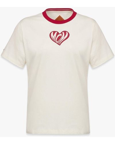 MCM Heart Logo T-shirt In Organic Cotton - White