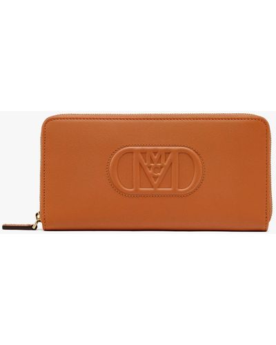 MCM Mode Travia Zip Around Wallet In Spanish Nappa Leather - Brown