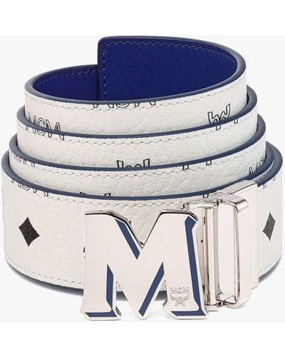 MCM Claus Epoxy M Reversible Belt 1.5" In Visetos - Blue