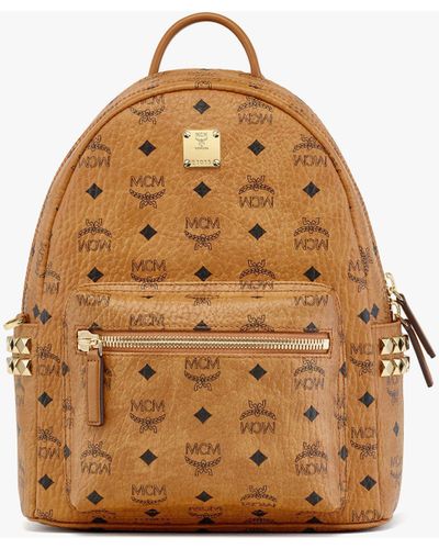 MCM Stark Side Studs Backpack In Visetos - Brown