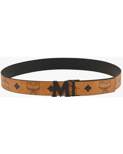 MCM Claus Matte M Reversible Belt 1.75" In Maxi Visetos - Brown