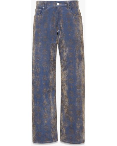 MCM Monogram Jacquard Jeans In Velvet Denim - Blue