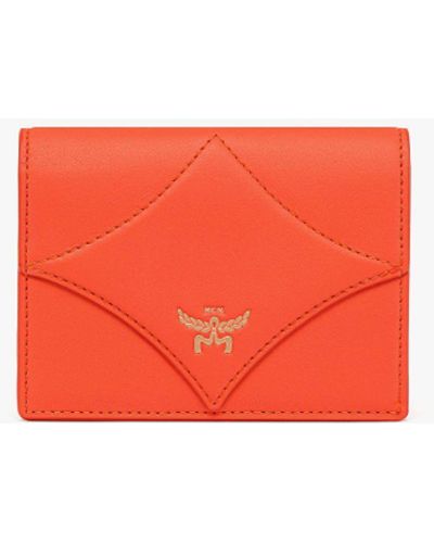 MCM Diamond Snap Wallet In Spanish Calf Leather - Red