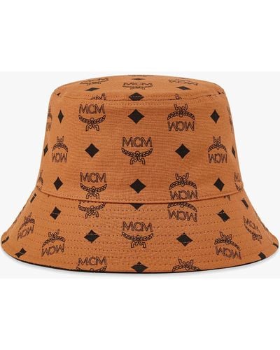 MCM Reversible Monogram Print Cotton Bucket Hat - Brown